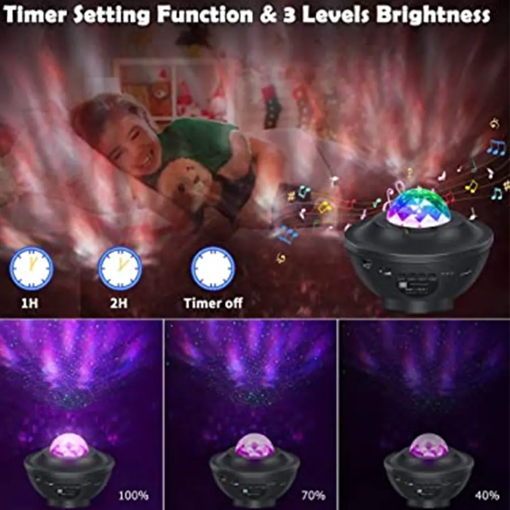 

LED Night Light Projector 2 in 1 USB Ocean Wave Projector Star Projector With Nebula Cloud For Birthdays Or Parties