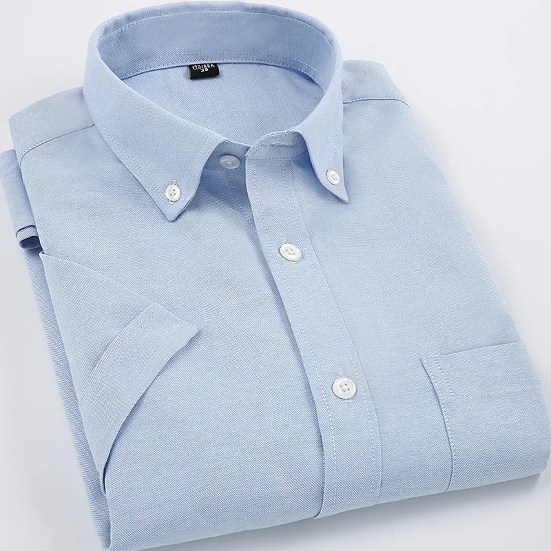 2021 Oxford short-sleeved shirt men's 60% cotton casual business men's dad suit middle-aged men's summer shirt plaid