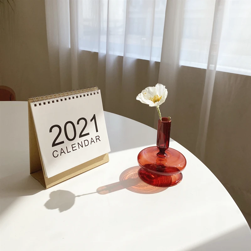 

Creative Nordic Vase Glass Transparent Minimalist Office Desk Flower Vases Aesthetic Indie Room Jarrones Home Decoration DF50HP