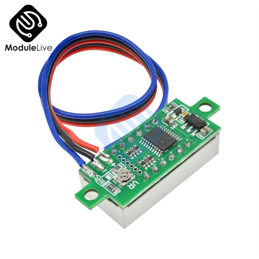 0.36 inch 0.36'' Mini Digital Voltmeter Volt Voltage Meter LED Panel Electric Voltage Tester 3 Wires 12V 24V 48V DC 0-100V 4 Bit