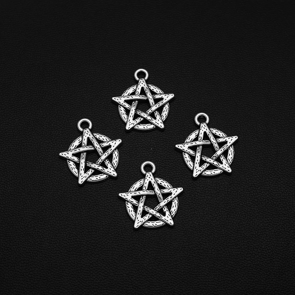 

10pcs/Lots 18x19mm Antique Silver Plated Pentagram Charms Star Hollow Pendant For Diy Paired Earrings Designer Jewelery Supplies