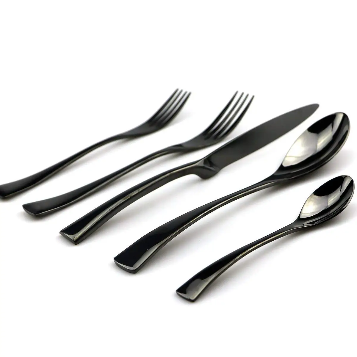 5 шт./компл. черный портативный многоразовые столовые приборы набор ножей вилка