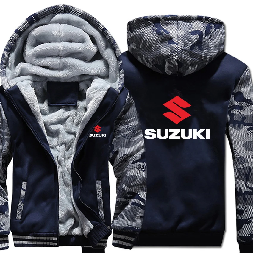 Мотоцикл Suzuki толстовки Зимний камуфляжный чехол куртка для мужчин флис Suzuki мужские толстовки - Цвет: As picture