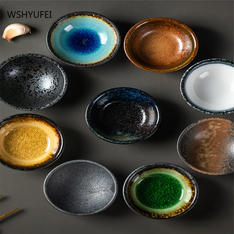 

Японская керамическая тарелка для приправ, мягкая и деликатная Подставка под соус, ностальгическая креативная закуска в стиле ретро, припр...