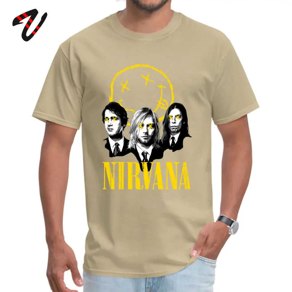 Скидка Nevermind Nirvana повседневные футболки с короткими рукавами Осень Зима хлопковая футболка для Мужская футболка подарок на день рождения - Цвет: Beige