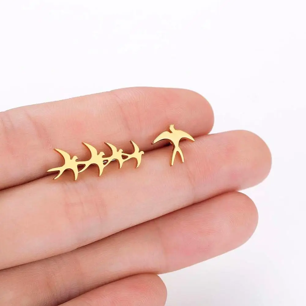 CHENGXUN стая несовместимый серьги-гвоздики для Для женщин с рисунком птицы девочек