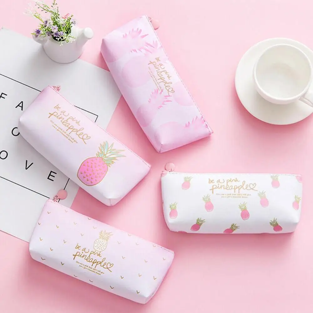 1 шт Kawaii Pu пенал Чехол ананас подарок Estuches школьная Пенал сумка карандаш школьные