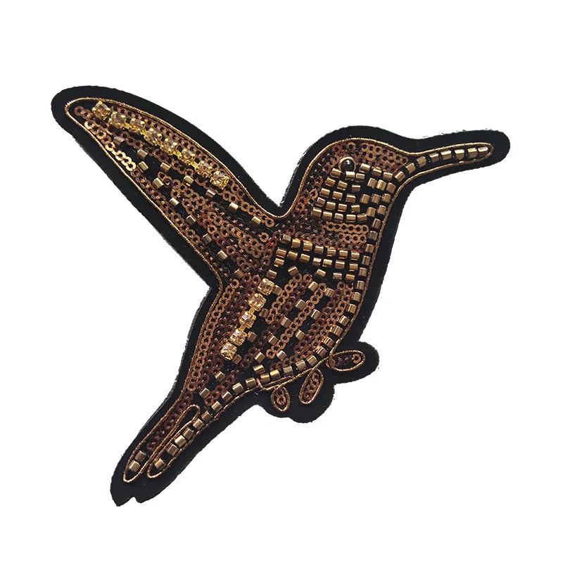 

Mixed beaded sequined embroidery bird embroidery label garment accessories support for custom special embroidery craft