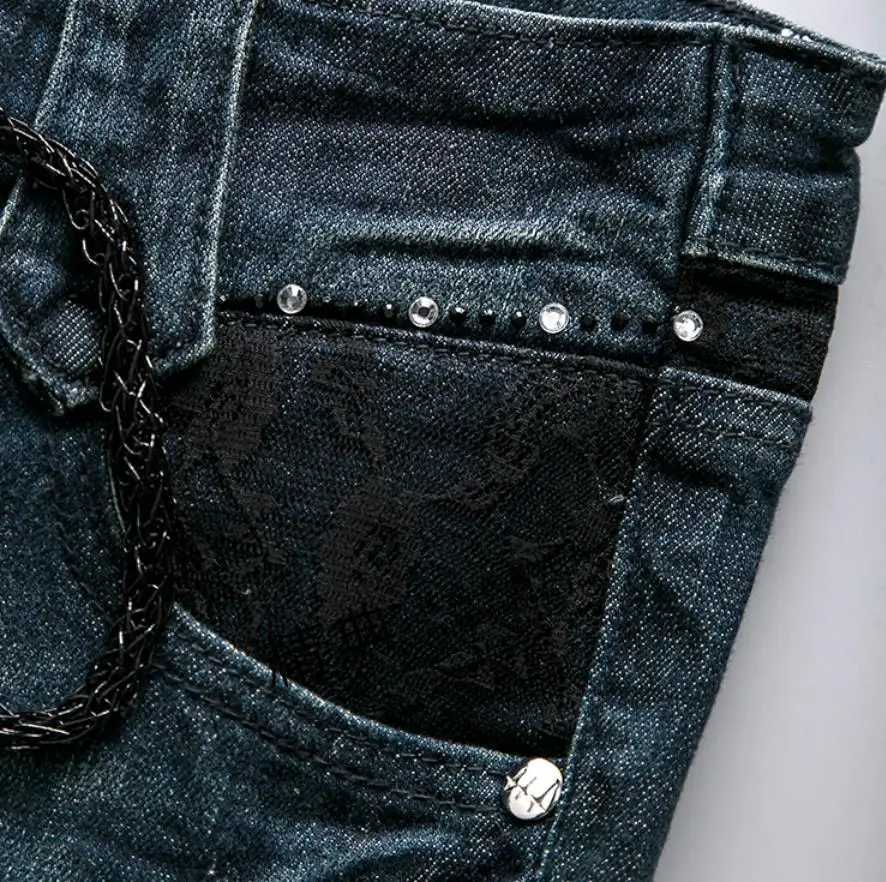 

Autumn new love diamond jeans women mid waist skinny long lace up flare jeans