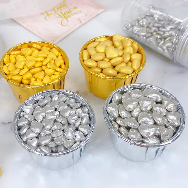 Съедобная Серебряная жемчужная сахарная помадка в форме сердца 20 г сделай сам