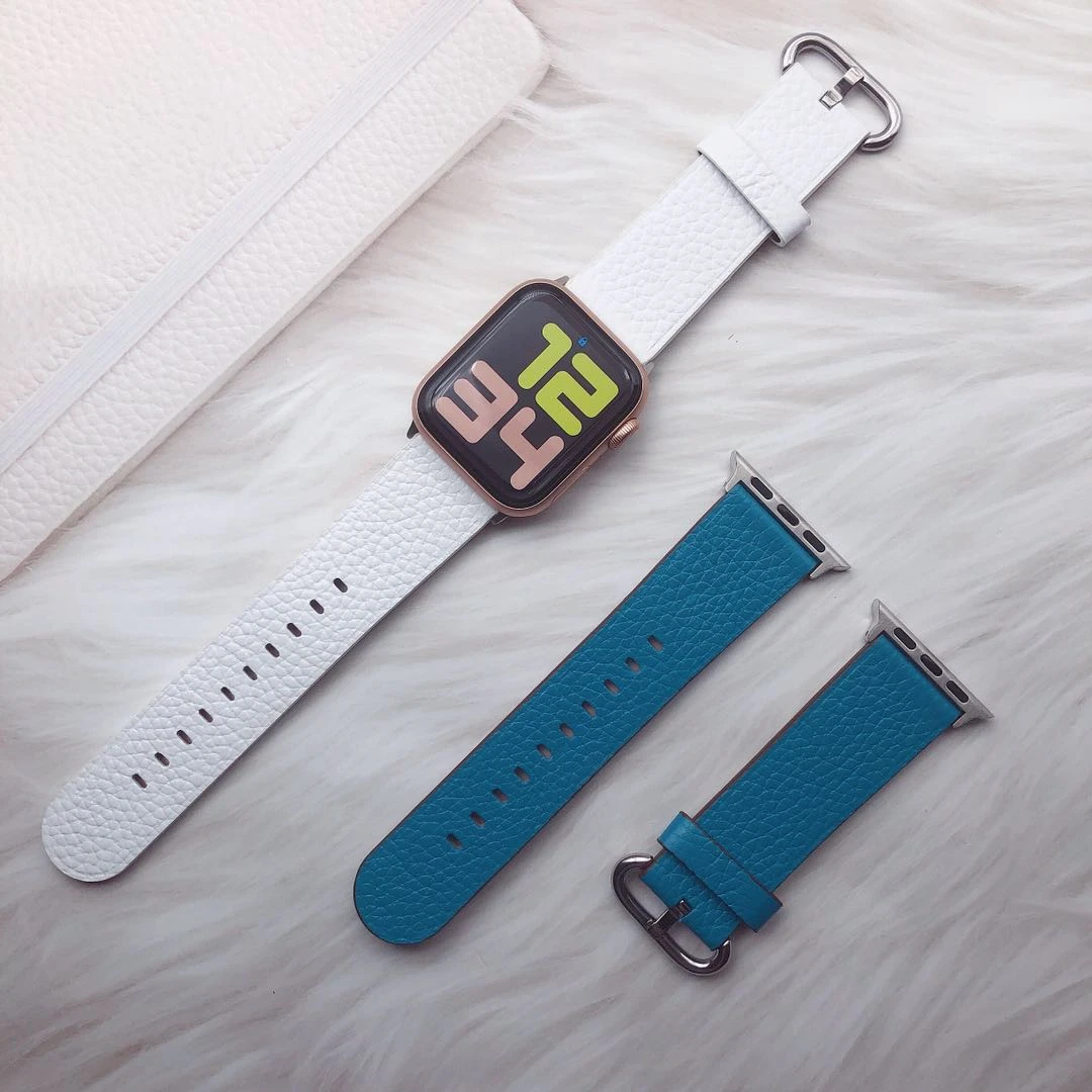 Ремешок из натуральной кожи для iWatch Band series 5 4 3 2 1 классический браслет с пряжкой