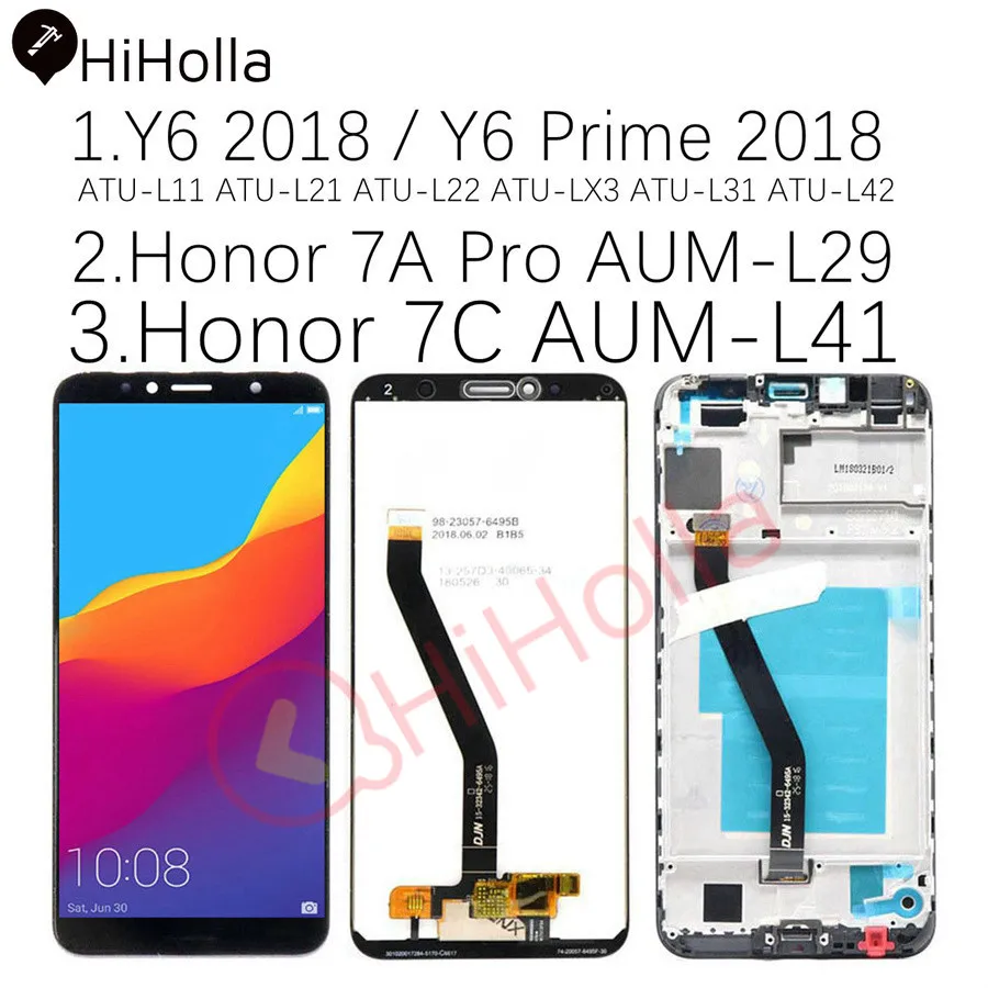 ЖК дисплей с сенсорным экраном для Huawei Y6 2018 Honor 7C 7A Pro рамкой Prime телефона|Экраны