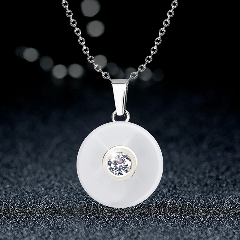 Простое Элегантное керамическое ожерелье с белым кулоном для женщин ширина 6 мм