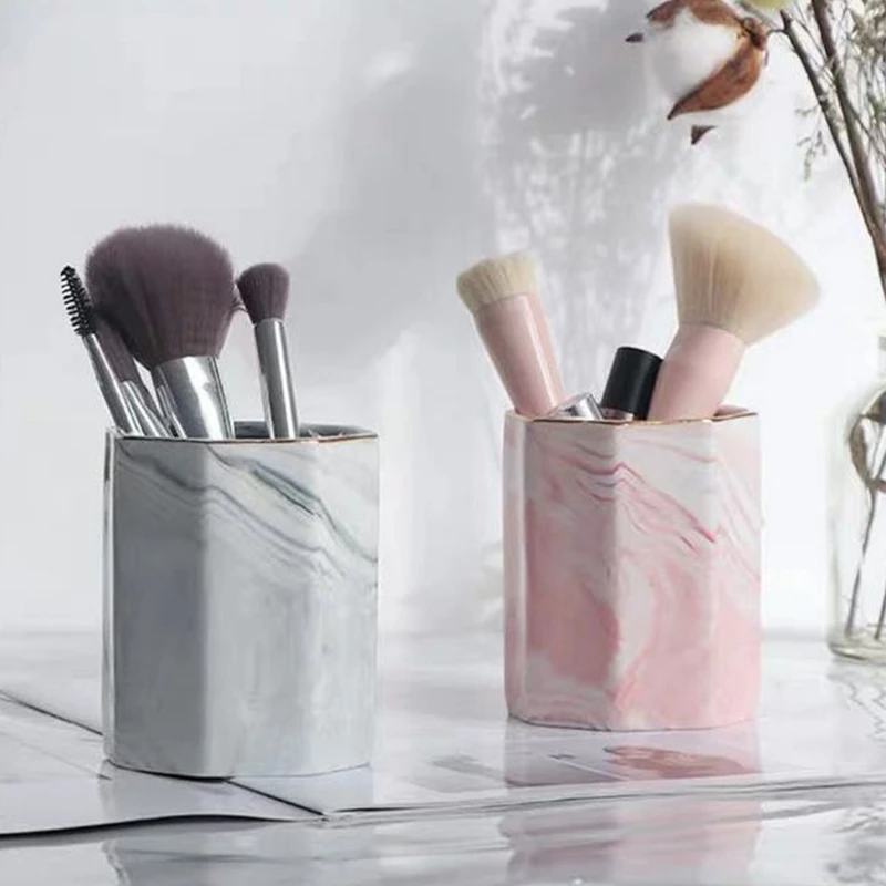 

F3MA Cosmetics Makeup Brushes Storage Box Cylindrical Case Lipstick Brush Pen Holder Organizer Ceramic Container