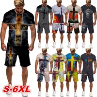 2021 harajuku multi color mixed color 3d printing suit summer new mens fashion sports suit 2 piece t shirt shorts for men