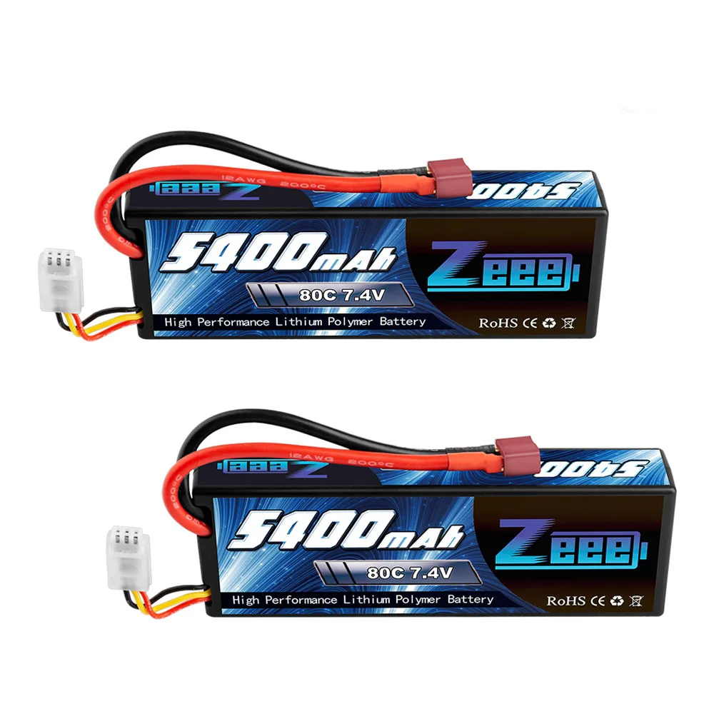 Zeee 5400mAh 80C 2S 7,4 V Lipo батарея в жестком футляре с штекером Deans 2 единицы RC Lipo батарея для RC автомобиля лодки грузовика вертолета - Цвет: Deans Plug
