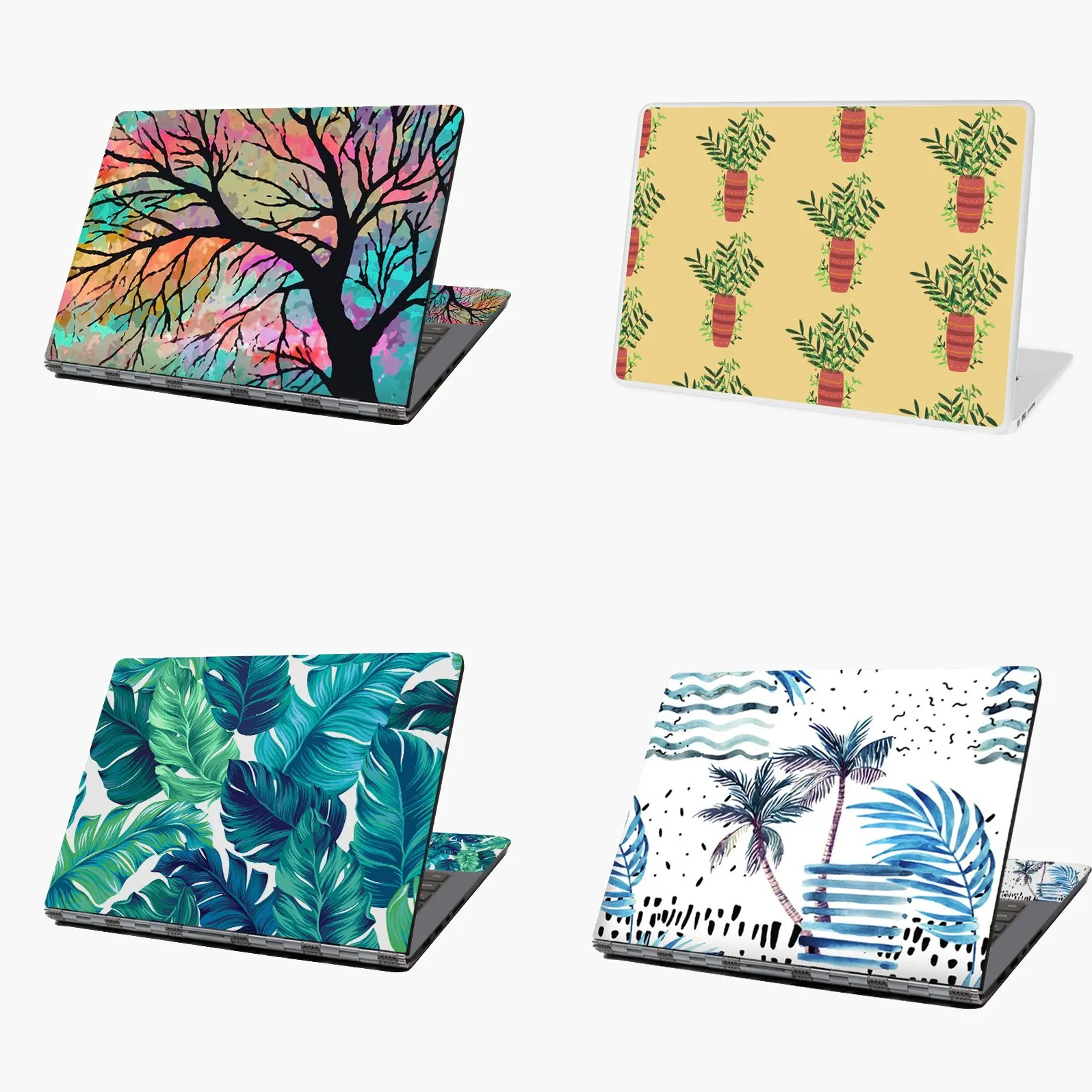 Мультяшный стиль цветы в вазе стикер для ноутбука Кожа 12 13 14 15 17 дюймов MacBook HP Acer Dell