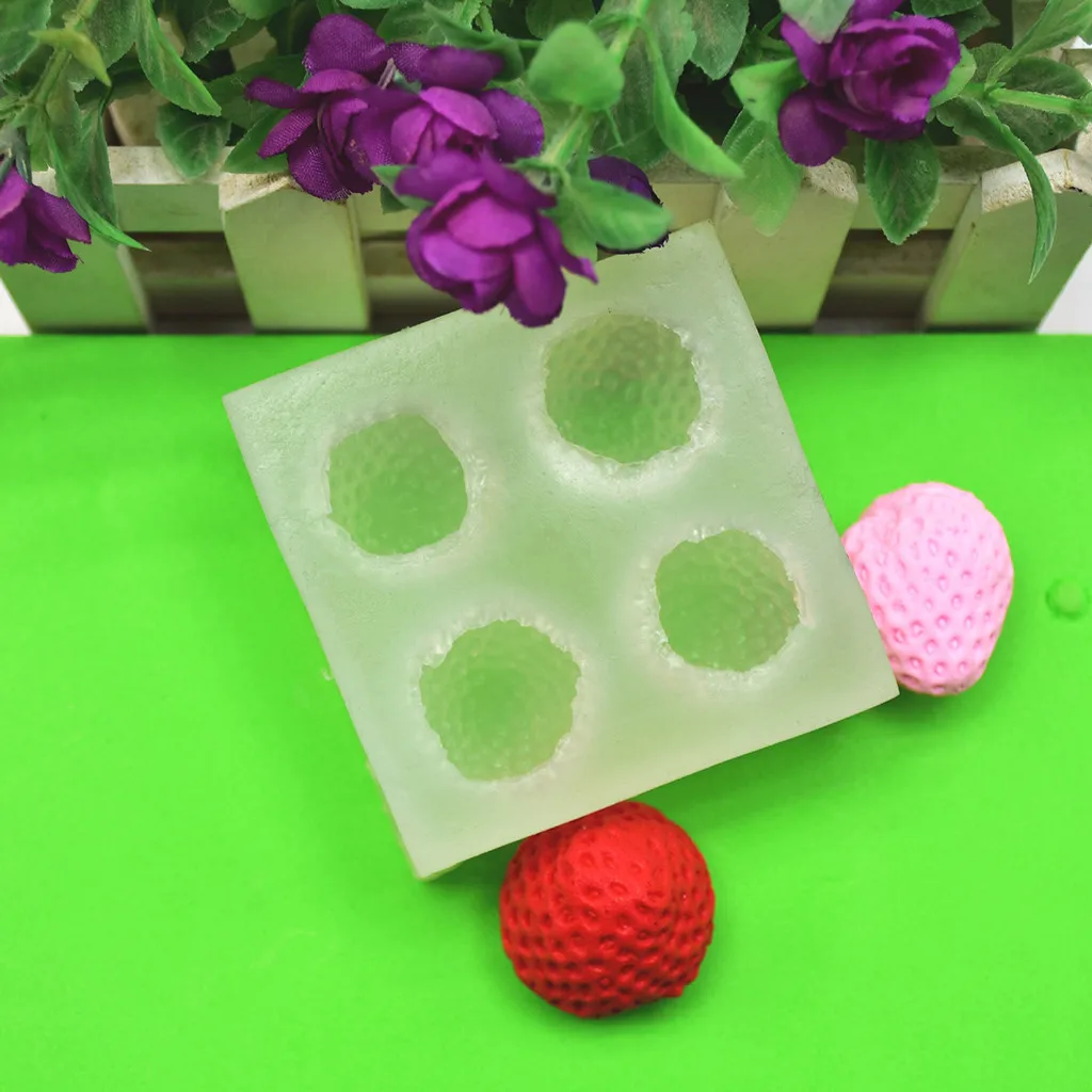 2020 3D Розовая пищевая большая клубника силиконовая форма для льда Свадебная торта