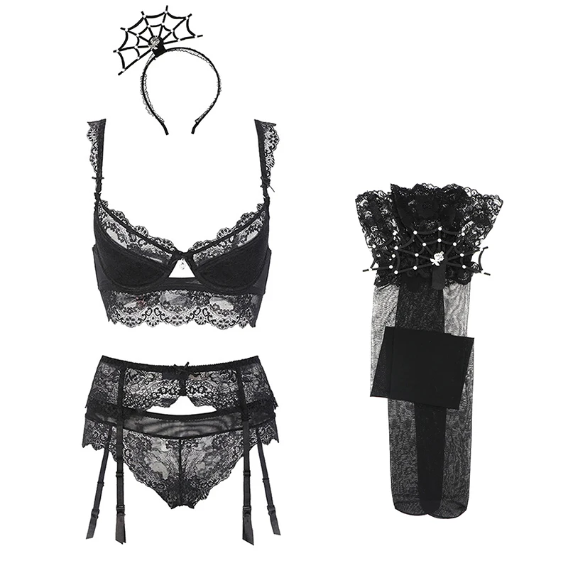 Женские костюмы на Хэллоуин пуш-ап бюстгальтеры комплект кружевное белье