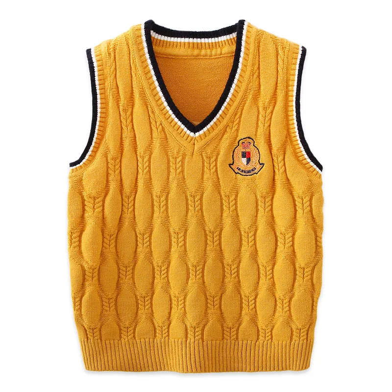 Большая детская одежда осенние жилеты 4 12yrs для мальчиков v образный вырез хлопок