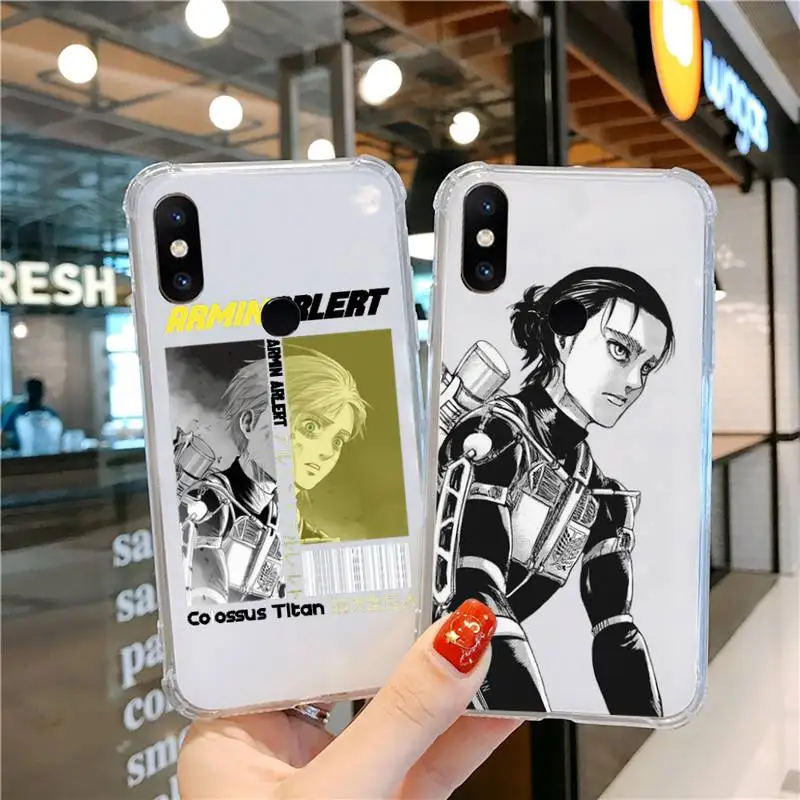 

Armin Arlert Attack on Titan Phone Case Transparent For Xiaomi CC 9 11 MAX3 Mix3 MIX2 6X 8 5x 10S 11 10 X SE lite Pro