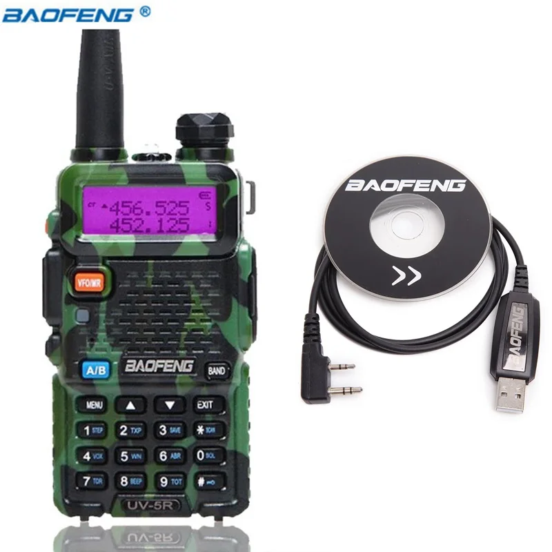 camo cable Baofeng UV-5R Двухдиапазонная VHF/UHF136-174Mhz& 400-520Mhz рация двухстороннее радио Baofeng портативное UV5R Ham портативное CB радио - Цвет: camo cable