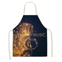 musical notes apron cotton linen aprons for women colorful note printed sleeveless kitchen for cooking home cleaning tools