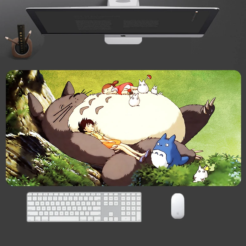 

Коврик для мыши в стиле аниме Totoro, большой игровой компьютерный коврик для мыши с милыми животными, нескользящий, для ноутбука, клавиатуры, с...