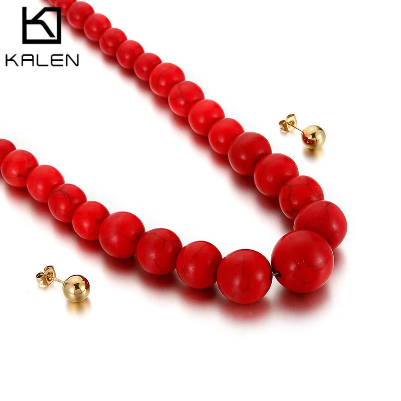 

Kalen Big Beaded Jewelry Bridal Necklace Sets Vintage Statement Choker Collar Wedding Accessory Multi layer Beads Jewelry Set