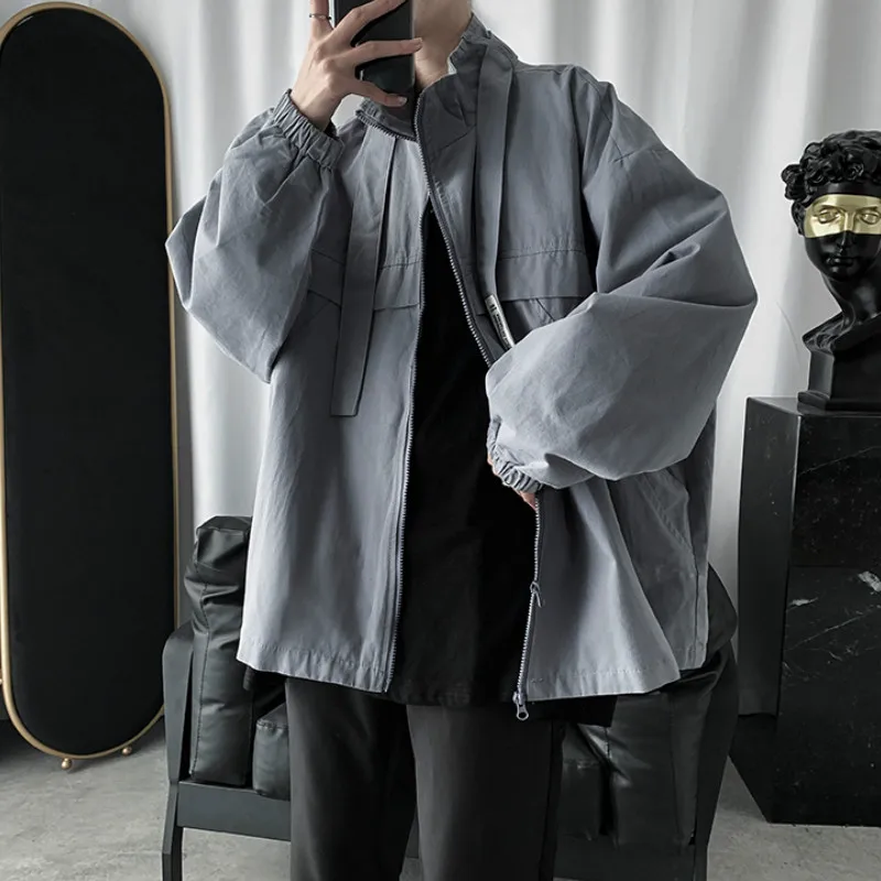 

Jackets Men Stand Collar Oversize 2XL BF Cargo Hip-hop All-match Streetwear Casual Mens Coat Retro Autumn Fashion Ulzzang Jacket