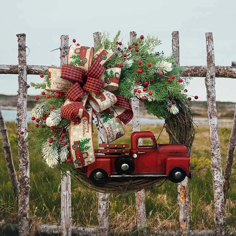 

Pumpkin Truck Wreath Halloween Truck Christmas Wreath Door Hanging Decoration