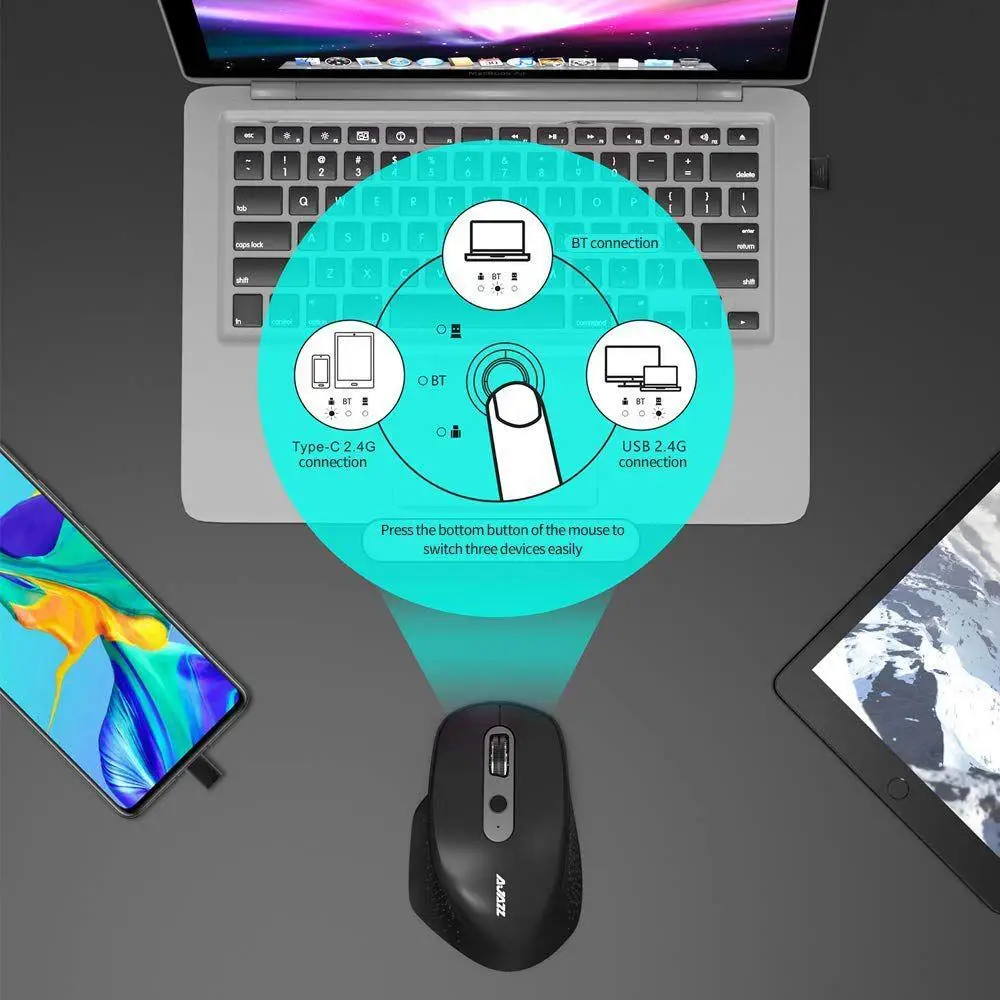 Беспроводная Bluetooth мышь Ajazz i660T многорежимная оптическая игровая 3200DPI 4 0 2 4G 250 Гц с