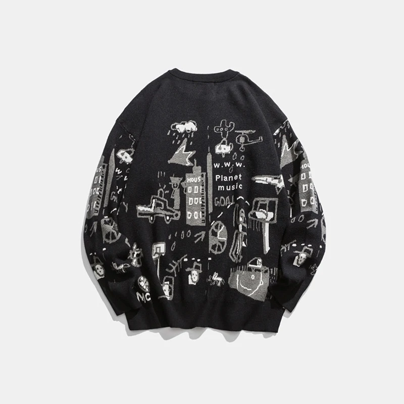 Una Reta мужской свитер осенний модный принт мультфильм свитер Pull Homme Повседневный свободный винтажный пуловер свитер для мужчин
