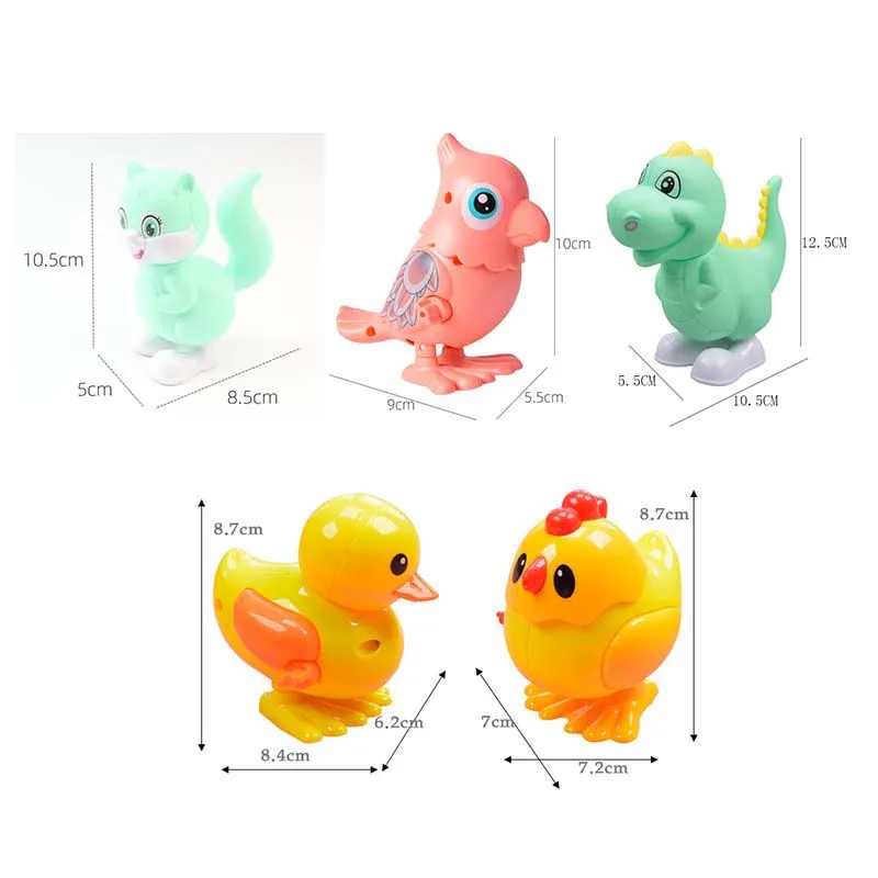 1Pc Random Children's Clockwork Toy Kids Parrot Duck Frog Fun Gifts Baby Cartoon Animal Toys Squirrel Dinosaur Wind Up Toys