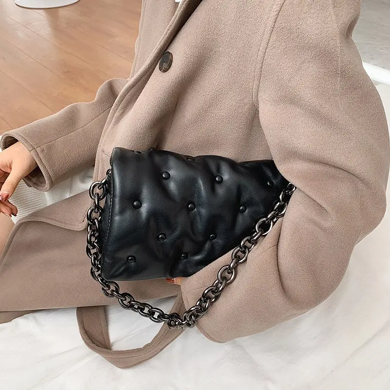 

Branded Women's Shoulder Bags 2020 Denim Quality Thick Metal Chain Shoulder Purses And Handbag Women Clutch Bags Ladies Hobo Bag