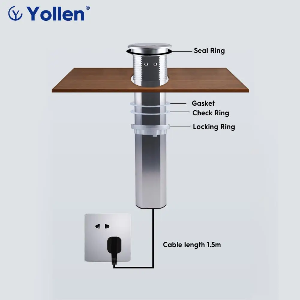 eur socket table auto lift electric usb waterproof tuya app remote control bluetooth audio desk wireless charge kitchen cabinet free global shipping