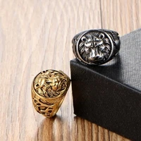 new retro animal lion pattern ring mens ring fashion vintage metal gold plated lion head ring accessories party jewelry
