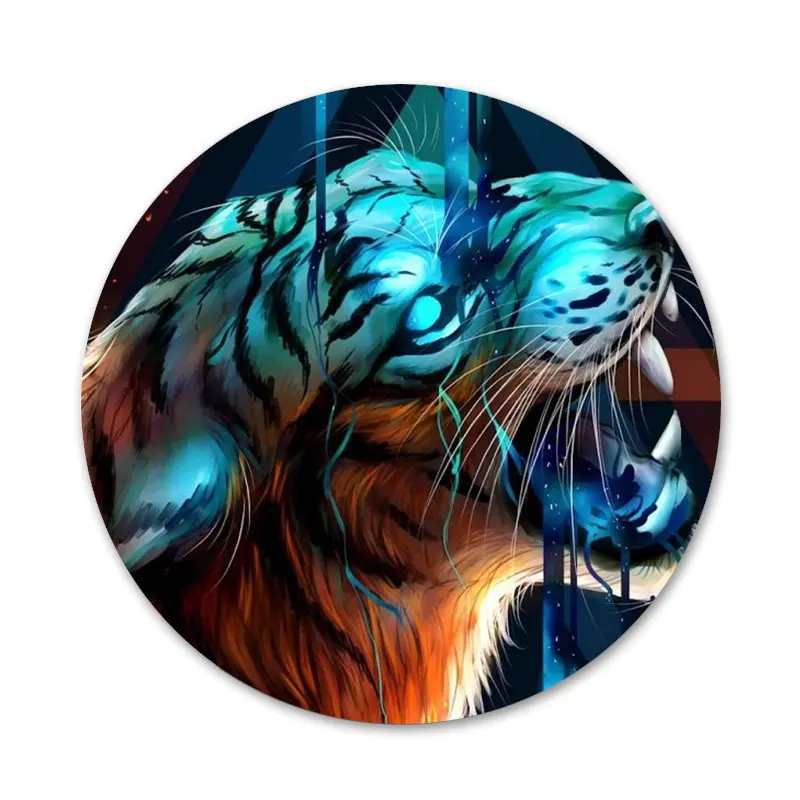 58 мм Красочные лев тигр леопард значок с волком брошь заколка аксессуары для