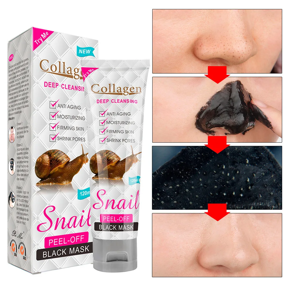 

Snail black Peel Mask Moisturizing Brightening Facial Mask Deep Comedones Acne Removal Peeling Mask 120ml