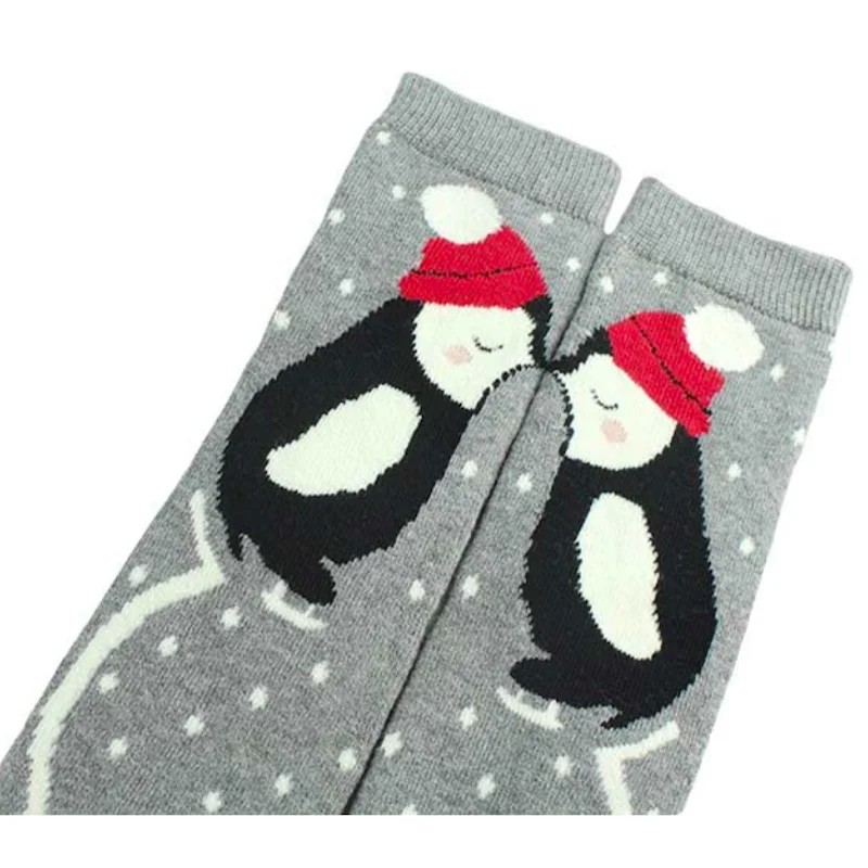 Рождественские носки женские хлопковые теплые махровые с милыми мультяшными