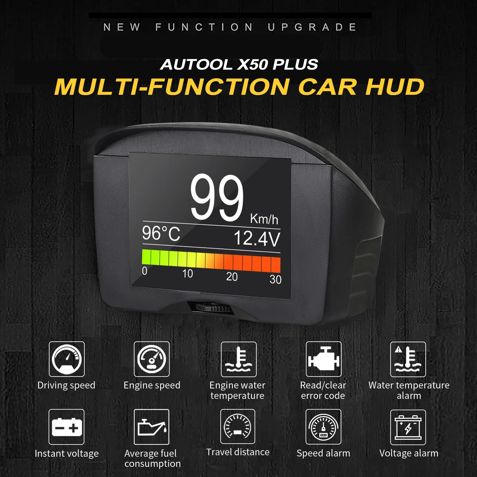 AUTOOL X50Plus автомобильный OBD2 дисплей Спидометр Авто температура воды Напряжение безопасная Сигнализация цифровой диагностический инструмент автомобильный измеритель
