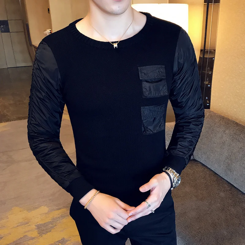 

Мужской тонкий свитер с длинным рукавом