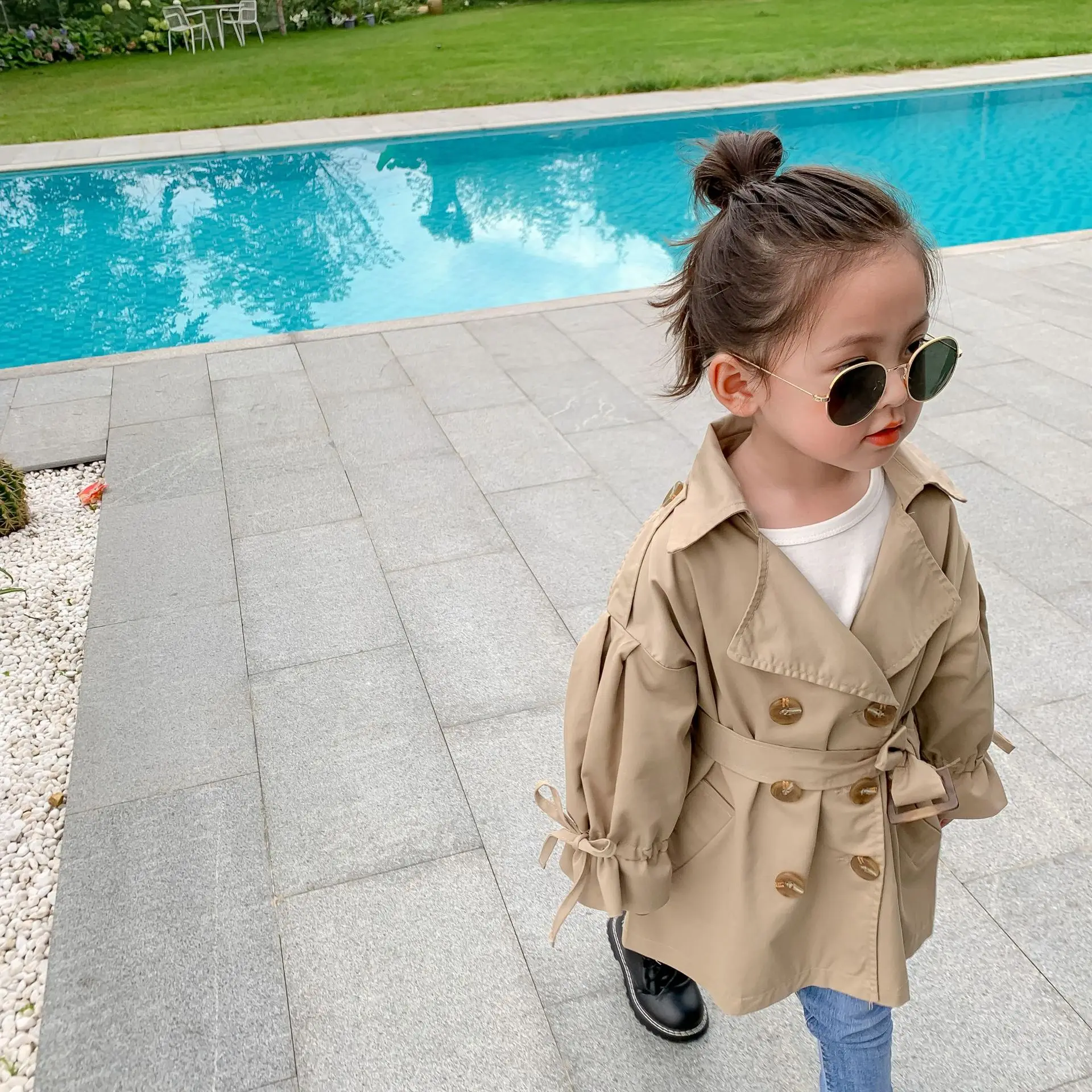 Baby Jacket Casual Button 2020 Autumn Toddler Clothes Kids Waistband Coat For Girls Boys Children's Outerwear | Детская одежда и