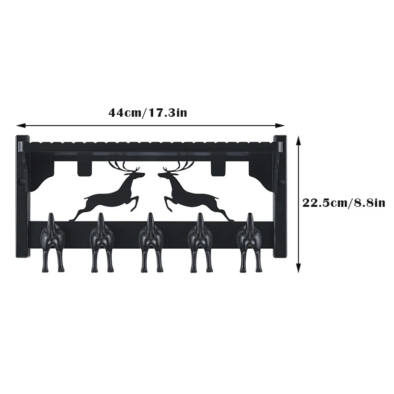

Wall-Mount Coat Rack with 5 Hooks Punch-free Wall Shelf Coat Hook Rail for Hallway Bathroom Closet Room C66