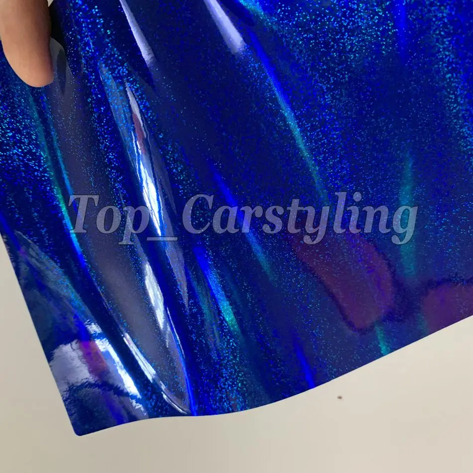 Синяя Блестящая Глянцевая голографическая виниловая пленка для автомобиля