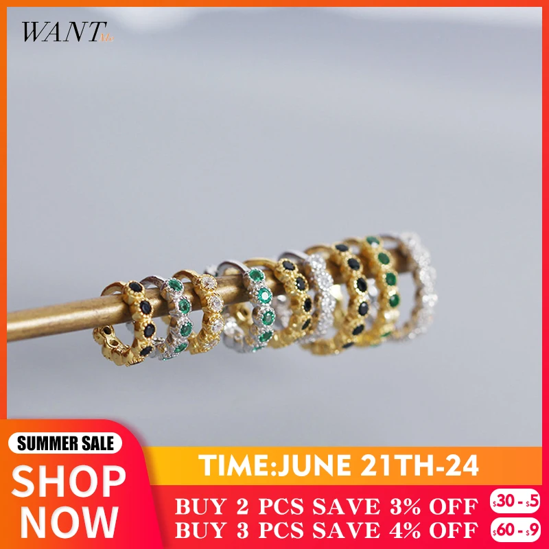 WANTME Роскошные красочные циркониевые ушные пряжки для модных женщин из