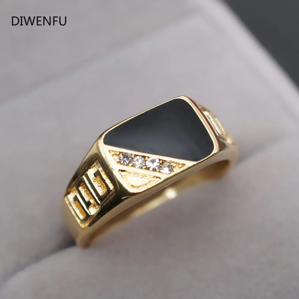 

14K Yellow Gold Diamond Black Rings for Men Lady Anillos Bizuteria Fine Hiphop Fashion Jewelry Zircon Ring Bague Bijoux Femme