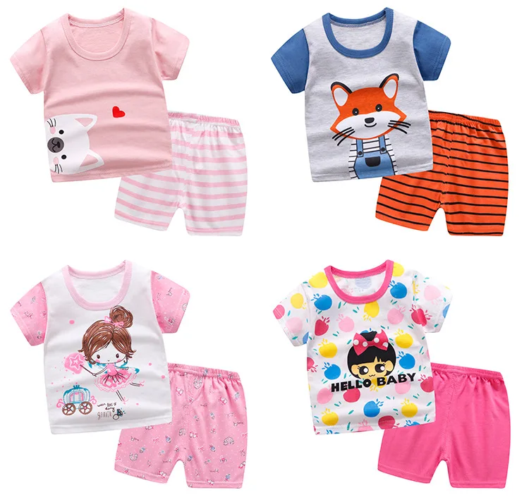 От 0 до 4 лет одежда для малышей новый летний комплект одежды хлопковая маленьких