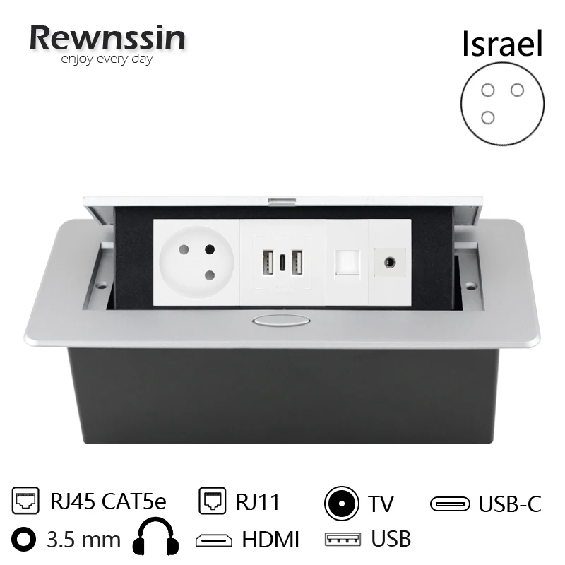 

Индивидуальная ваша собственная розетка, комбинированная розетка типа C HDMI USB RJ45 для телевизора, настольная коробка из алюминиевого сплава, ...