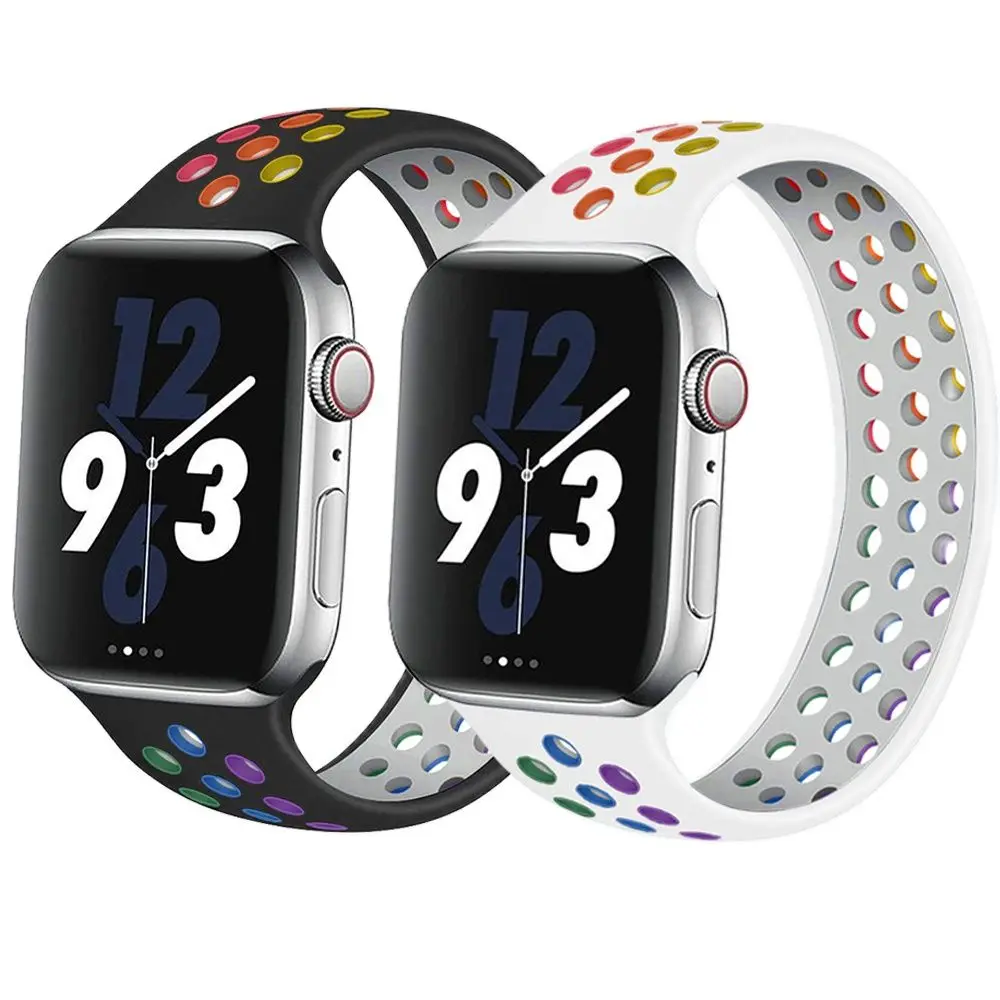 Ремешок Solo Loop для Apple Watch Band 44 мм 40 38 42 Воздухопроницаемый Силиконовый эластичный